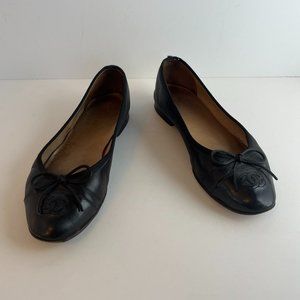Chanel Black Ballet Flats Calfskin and Patent Leather 37 EU